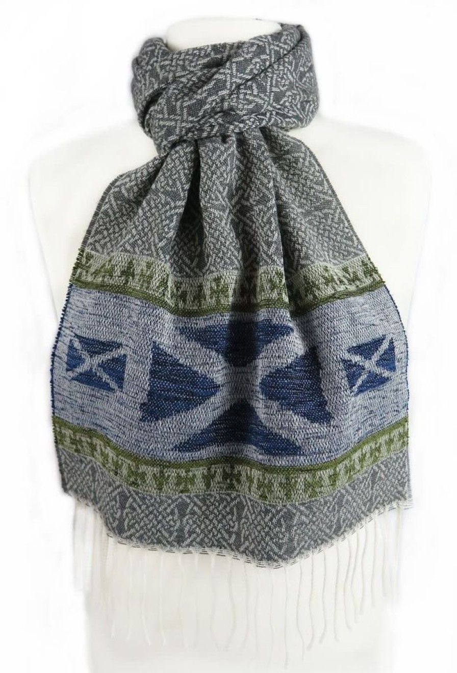 Wear British Isles | Calzeat Of Scotland Celtic Alba Saltire Jacquard Scarf