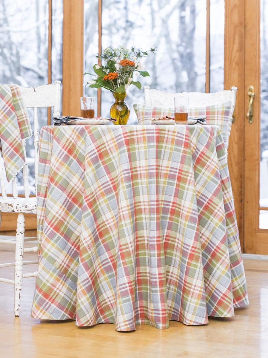 Tabletop April Cornell | April Cornell Sunwashed Plaid Round Tablecloth