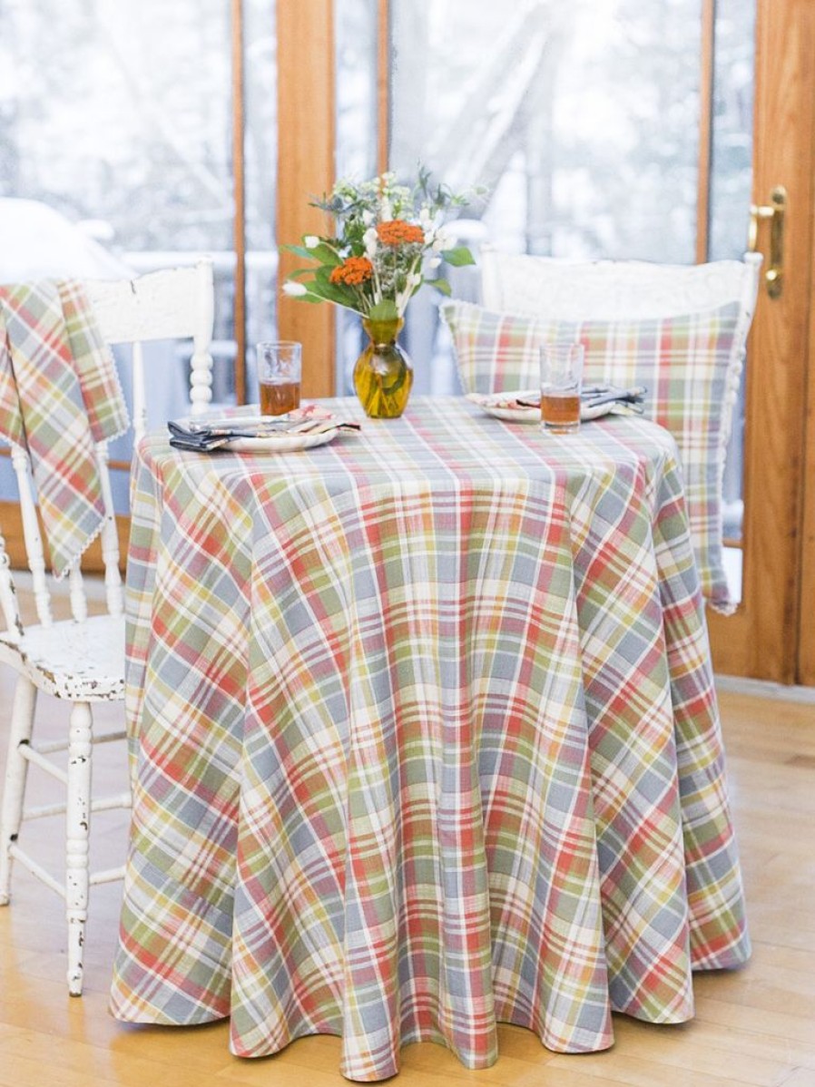 Tabletop April Cornell | April Cornell Sunwashed Plaid Round Tablecloth