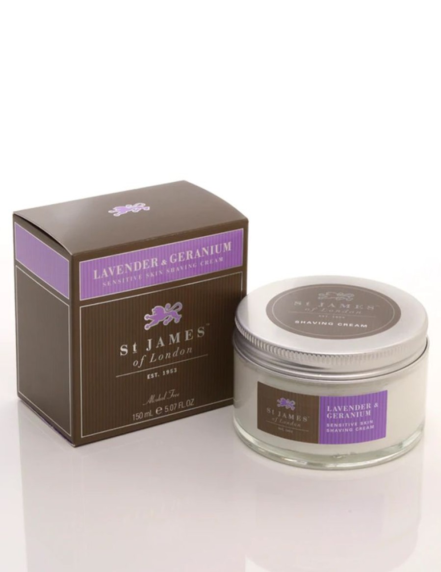 Bath & Body St. James of London Shaving Soaps & Cream | St. James Lavender & Geranium Sensitive Skin Shave Cream Tub