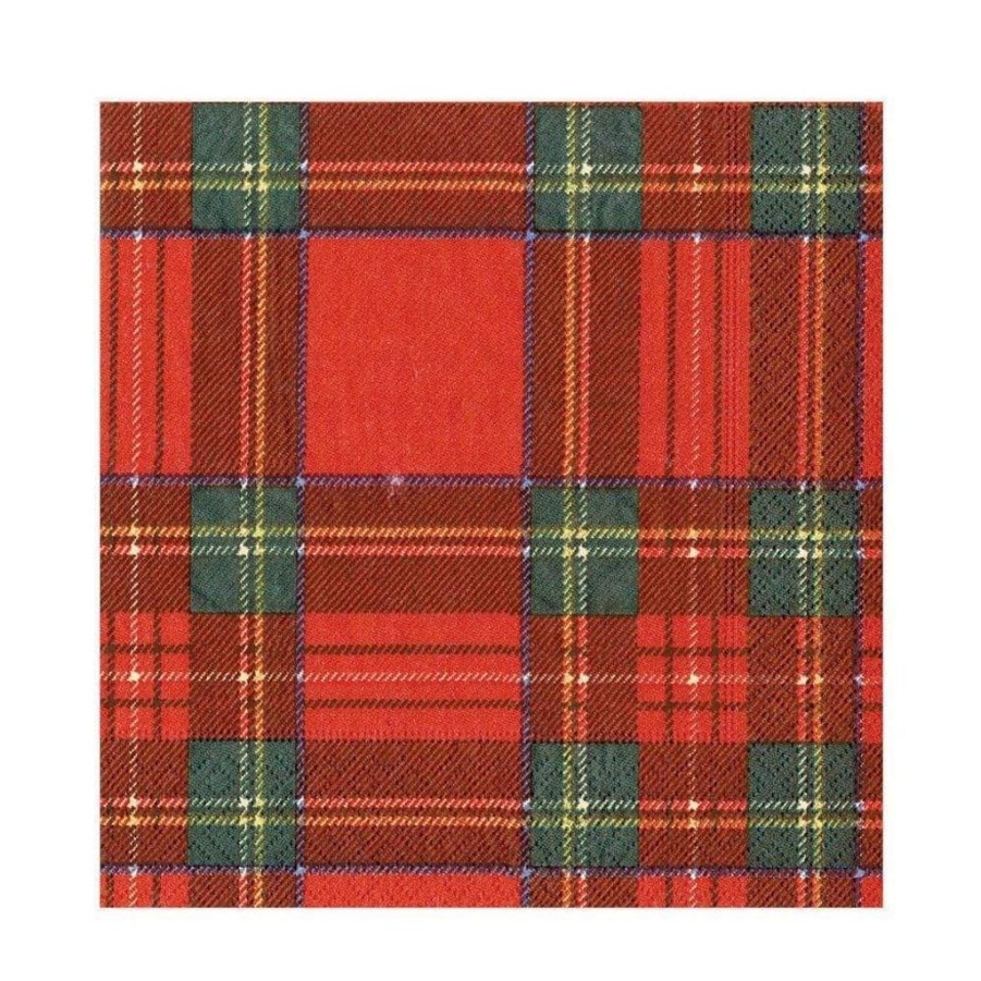 Tabletop British Isles | Caspari Royal Plaid Cocktail Napkins