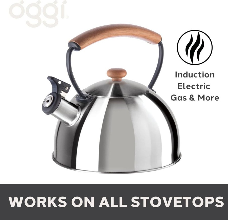 Tea Time British Isles Tea Kettles | Oggi Stainless Steel Whistling Tea Kettle 2.5L Stainless Steel