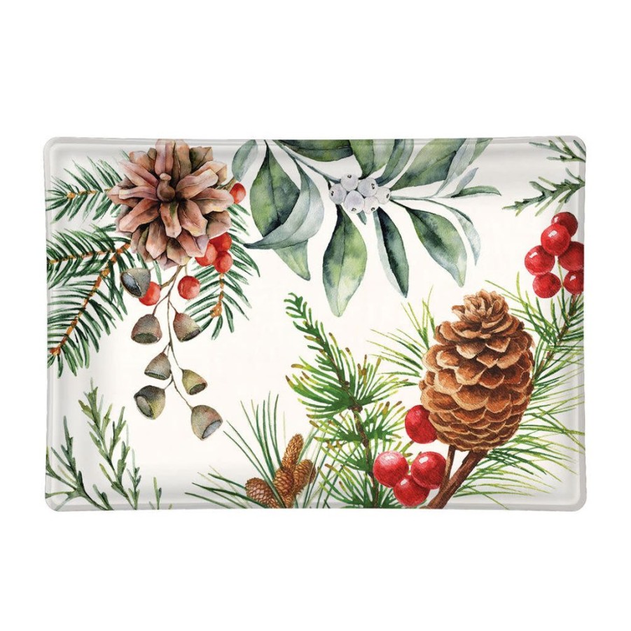 Bath & Body Michel Design Works Holiday | Michel Design Works White Spruce Rectangular Glass Soap Dish