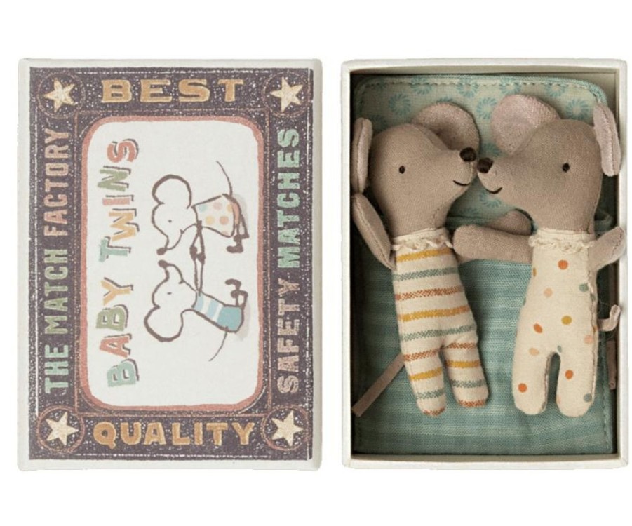 Children Maileg | Maileg Baby Mice Twins In Matchbox