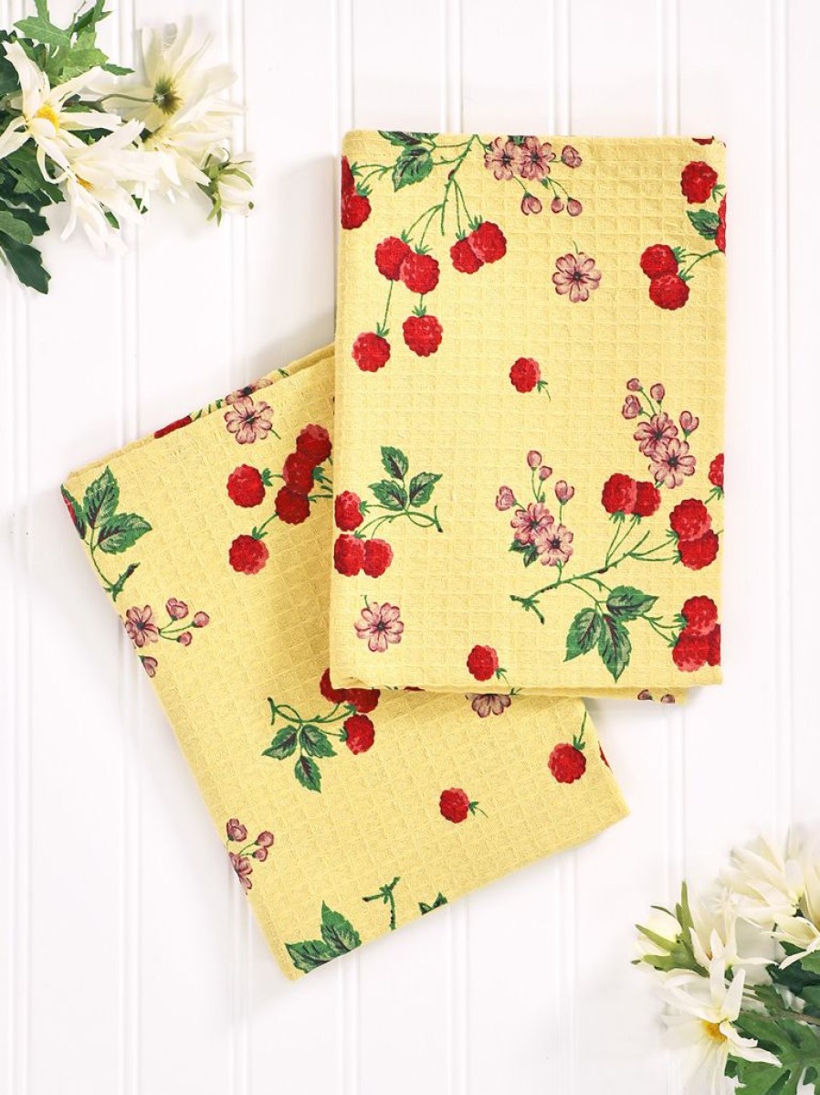 Tea Time April Cornell Tea Towels | April Cornell Marmalade Yellow Tea Towel