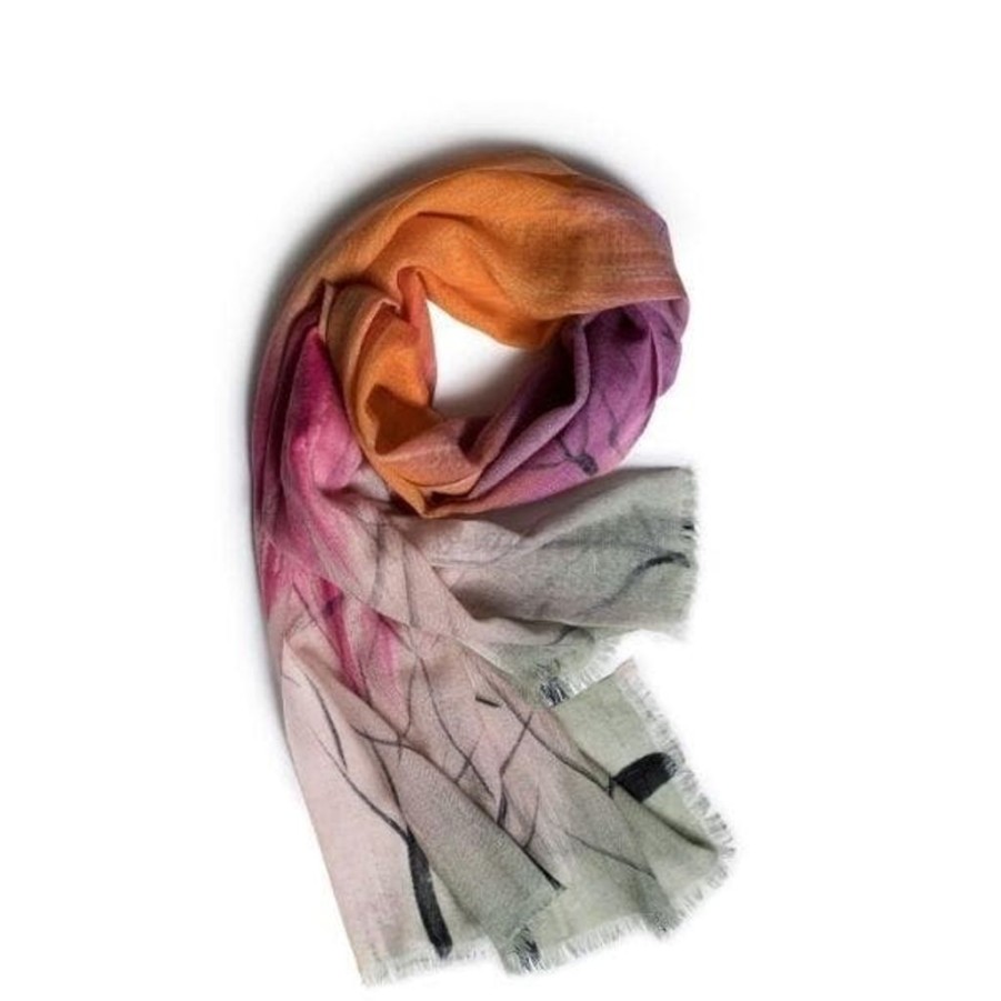 Wear Galway Crystal | Galway Crystal Marino Wool Scarf In Dust, Pink & Orange