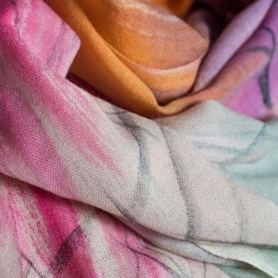 Wear Galway Crystal | Galway Crystal Marino Wool Scarf In Dust, Pink & Orange