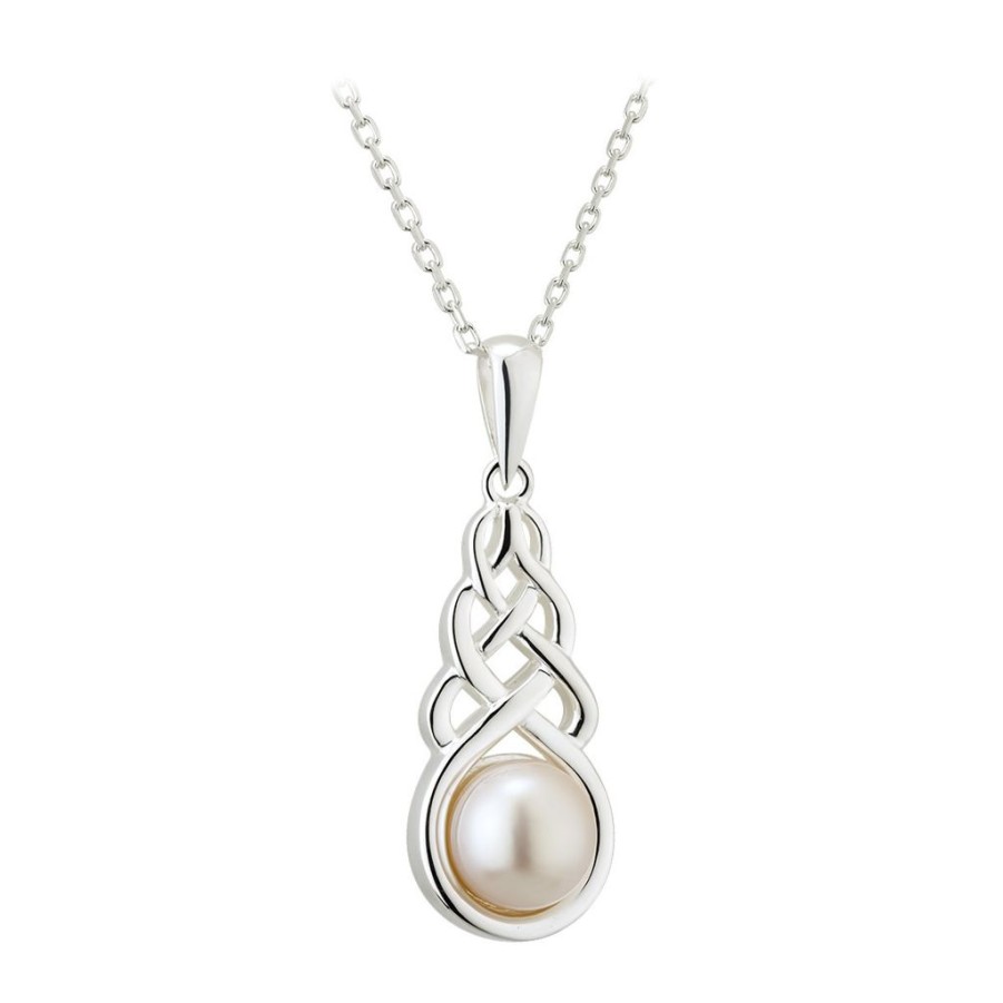 Wear Solvar Necklaces & Pendants | Solvar Silver & Freshwater Pearl Keltic Knot Pendant Necklace