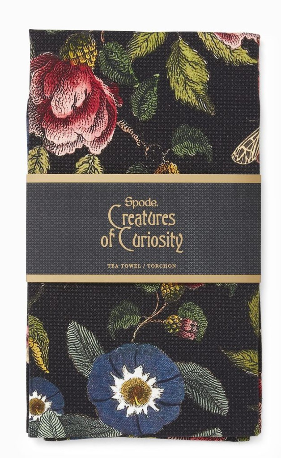 Tea Time Spode Tea Towels | Spode Creatures Of Curiosity Dark Floral Tea Towel