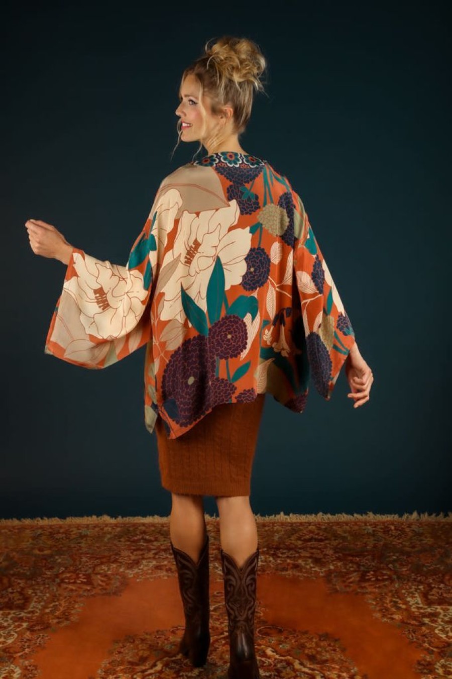 Wear Powder UK | Powder Uk Winter Floral Kimono Jacket Terracotta