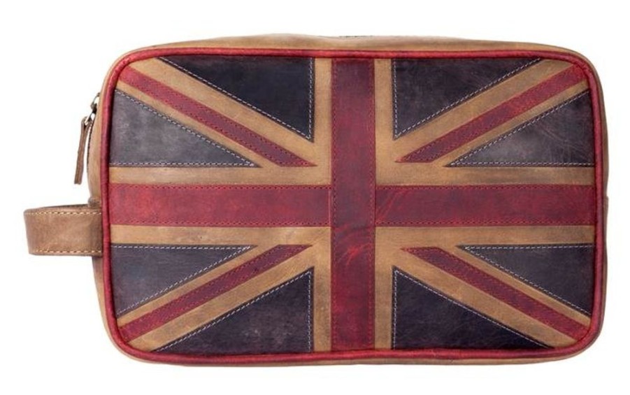 Bath & Body British Isles | Mala Leather Union Jack Washbag Brown