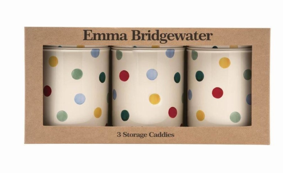 Tea Time Emma Bridgewater Tea Tins & Storage Jars | Emma Bridgewater Polka Dot Round Caddies, Set Of 3