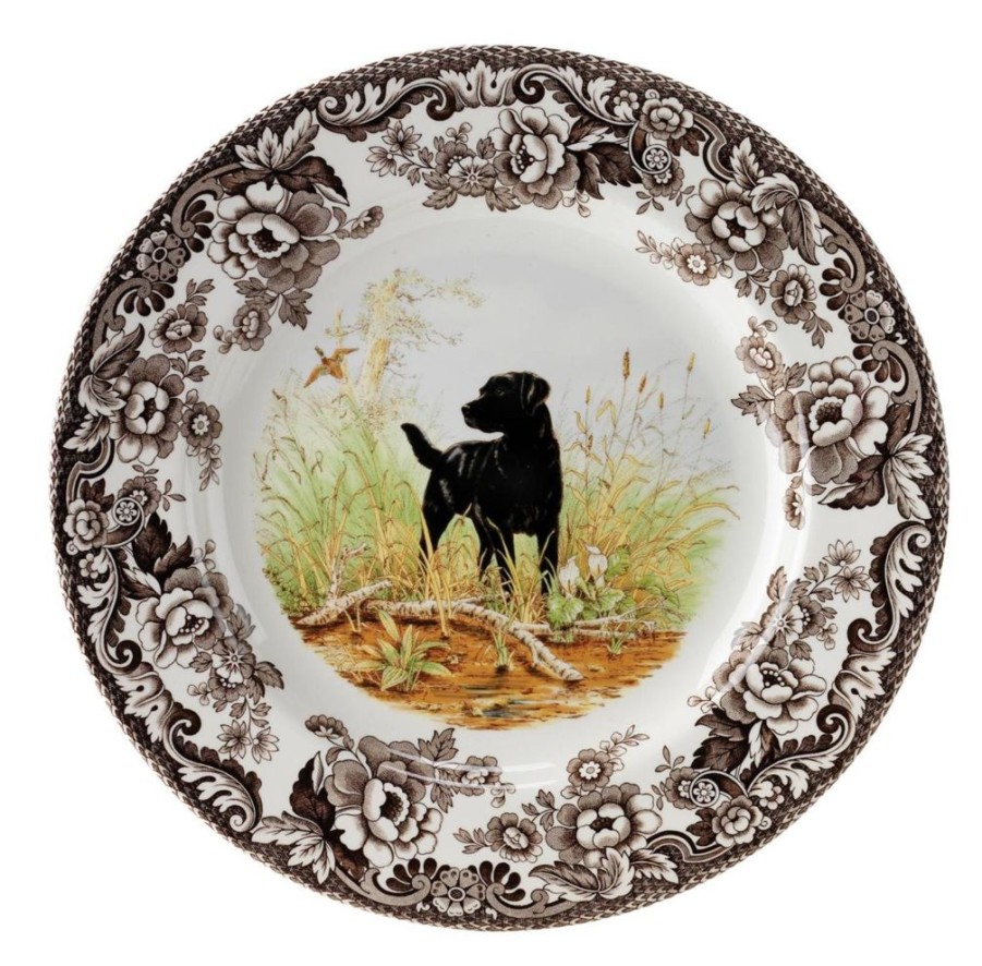 Tea Time Spode Tea Plates | Spode Woodland Salad Plate Black Labrador Retriever