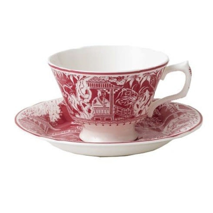 Tea Time Royal Crown Derby Teacups & Saucers | Mikado Pink Teacup & Saucer (Discontinued)