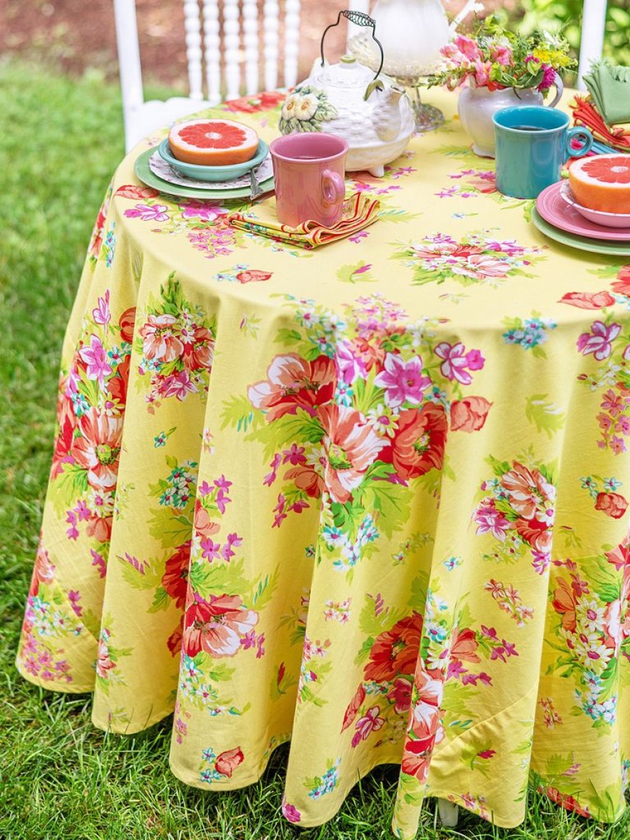 Tabletop April Cornell | April Cornell Charming Sunshine 88" Round Tablecloth