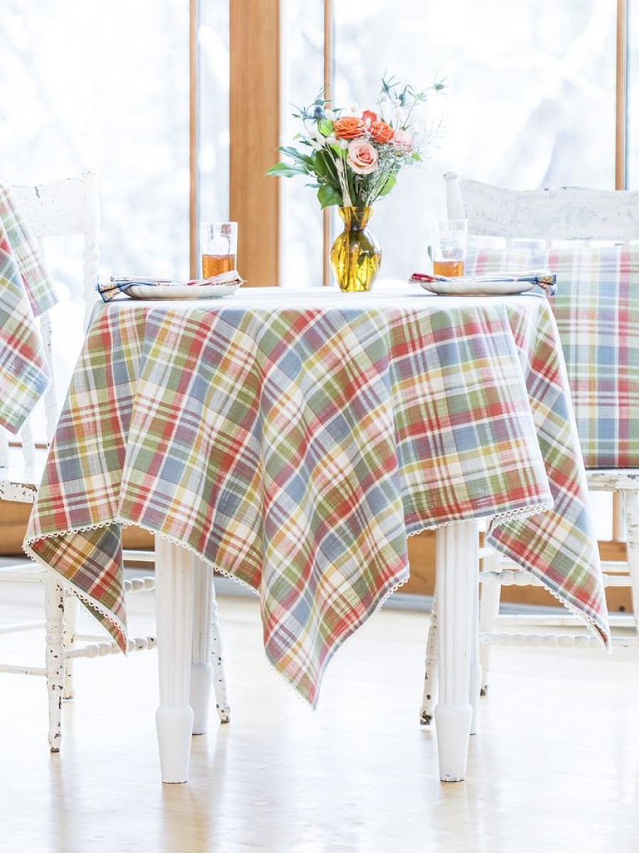 Tabletop April Cornell | April Cornell Sunwashed Plaid Square Tablecloth 54" X 54"