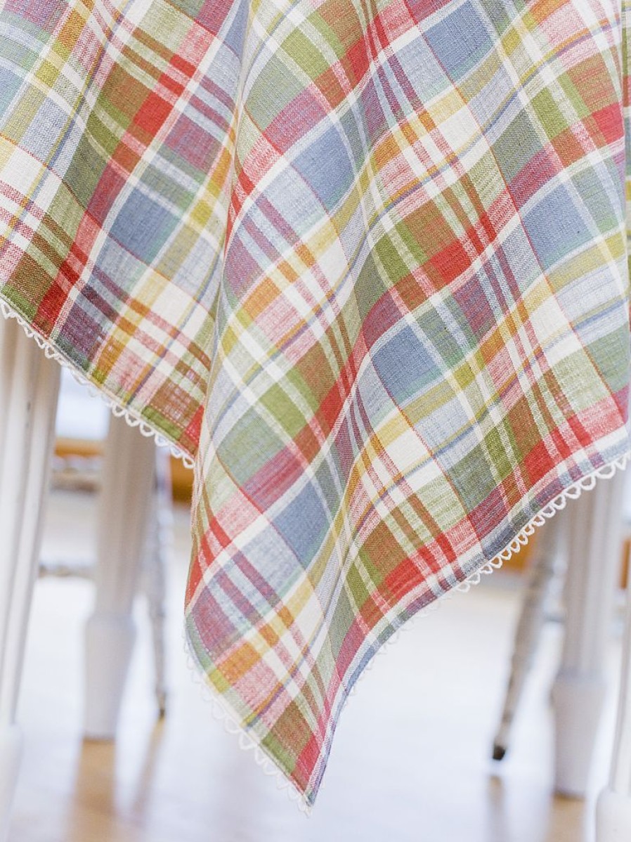 Tabletop April Cornell | April Cornell Sunwashed Plaid Square Tablecloth 54" X 54"