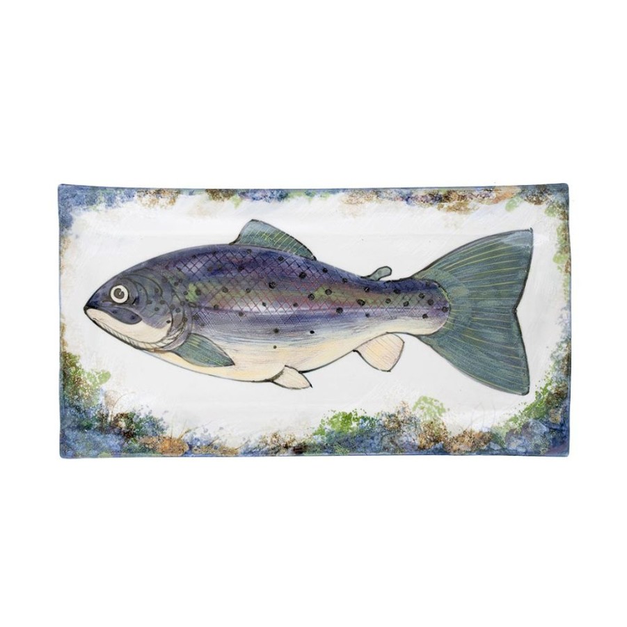 Decor British Isles Wall Decor | Highland Stoneware 42Cm Rectangle Fish