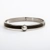 Wear Halcyon Days Bracelets & Bangles | Halcyon Days 6Mm Kinny Cabochon Pearl Black & Palladium Hinged Bangle