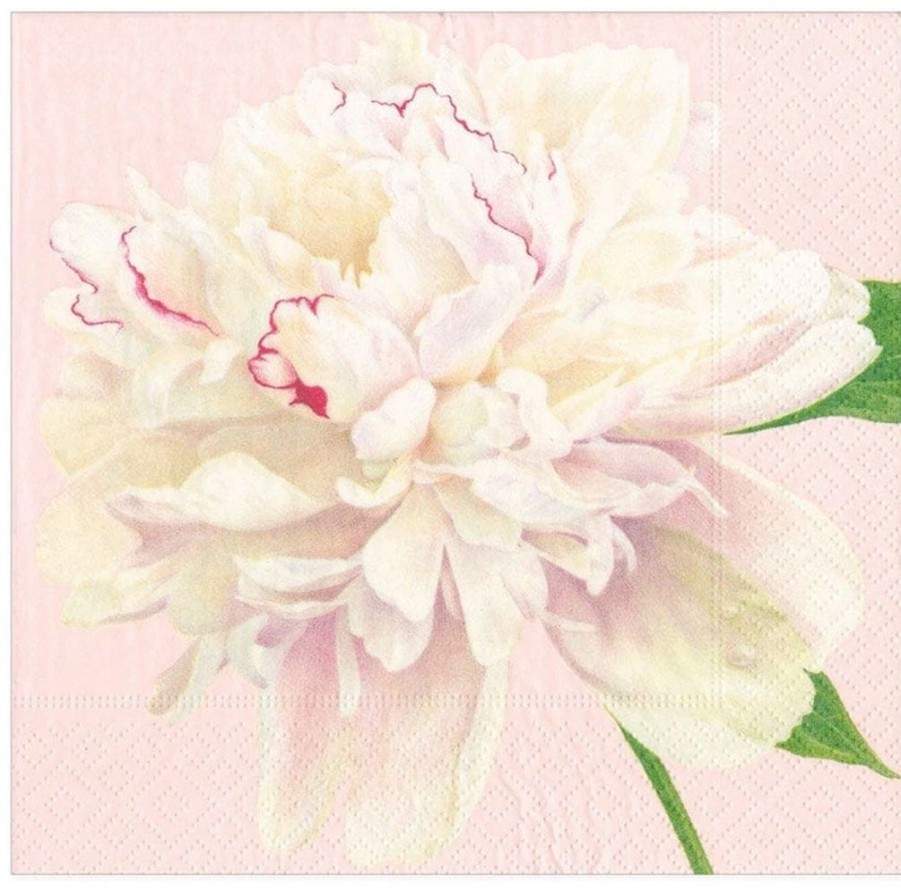 Tabletop British Isles | Caspari Duchess Peonies Blush Luncheon Napkins