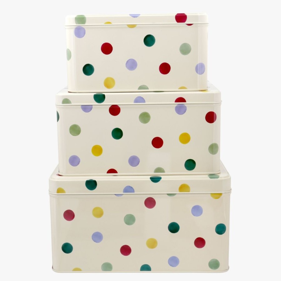 Tea Time Emma Bridgewater Tea Tins & Storage Jars | Emma Bridgewater Polka Dot Square Cake Tins, Set Of 3