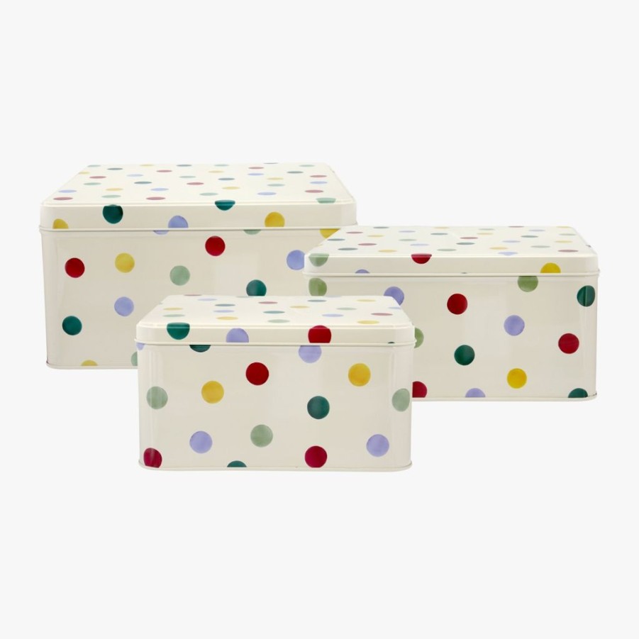 Tea Time Emma Bridgewater Tea Tins & Storage Jars | Emma Bridgewater Polka Dot Square Cake Tins, Set Of 3