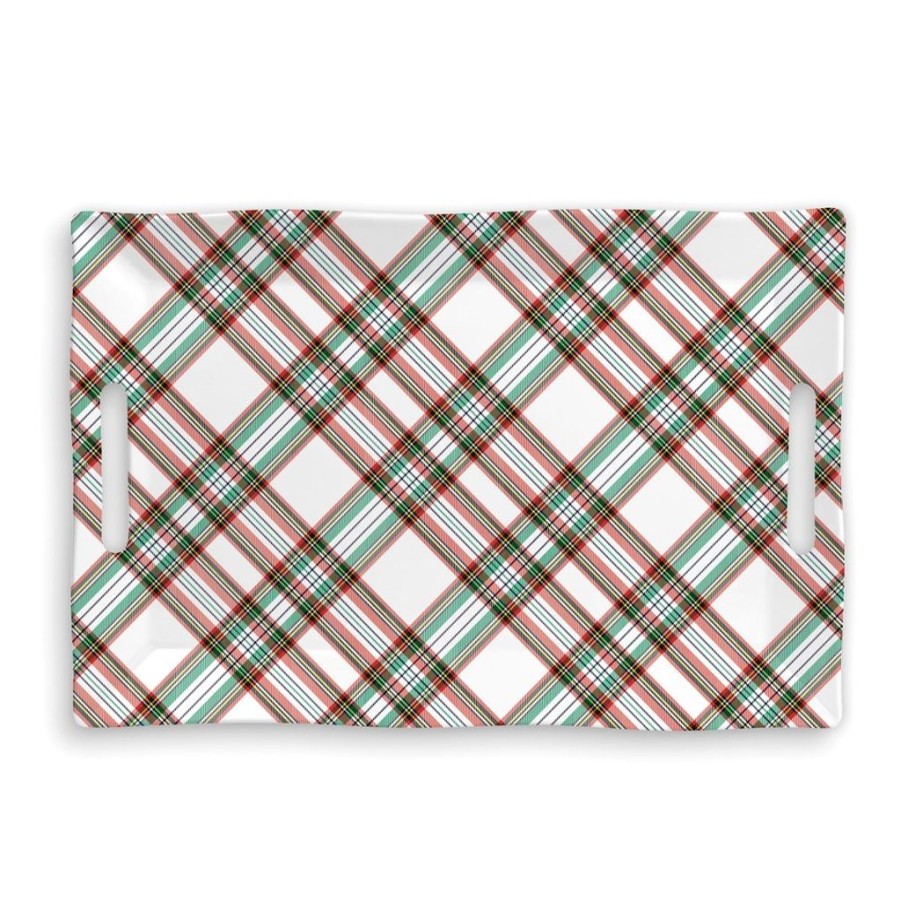 Tea Time Michel Design Works Holiday | Michel Design Works Vintage Plaid Melamine Serveware Large Tray