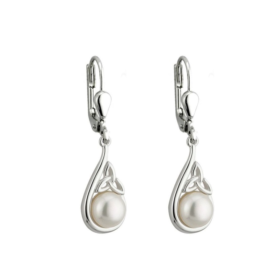 Wear Solvar Earrings | Solvar Trinity Knot Pearl Drop Earrings