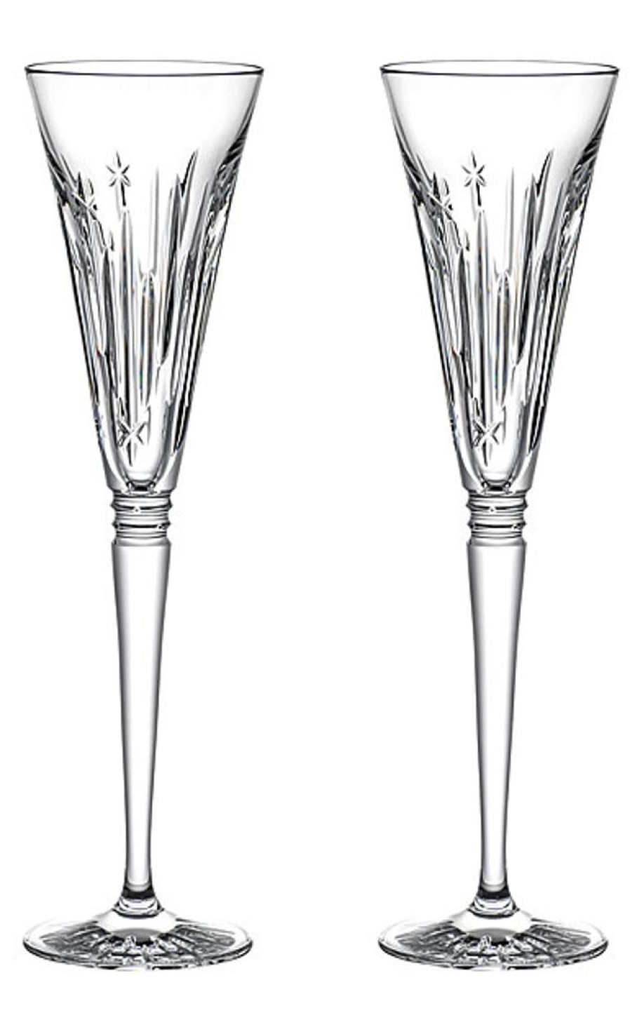 Tabletop Waterford | Waterford Winter Wonders Flute Set Of 2 Clear Midnight Frost