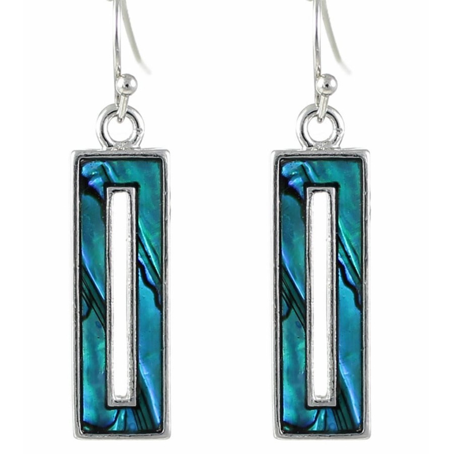 Wear British Isles Earrings | Lila Jewellery Paua Shell Rectangular Drop Earrings