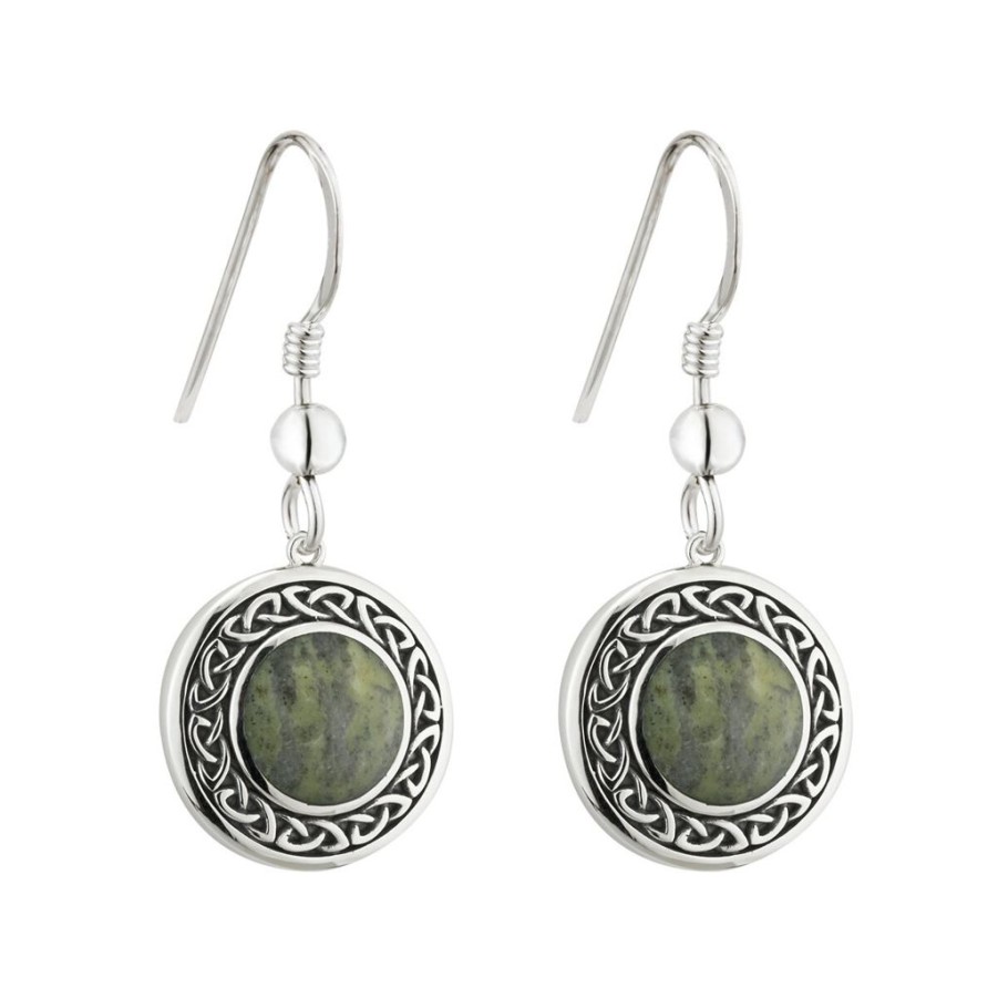 Wear Solvar Earrings | Solvar Connemara Marble Round Celtic Drop Earrings