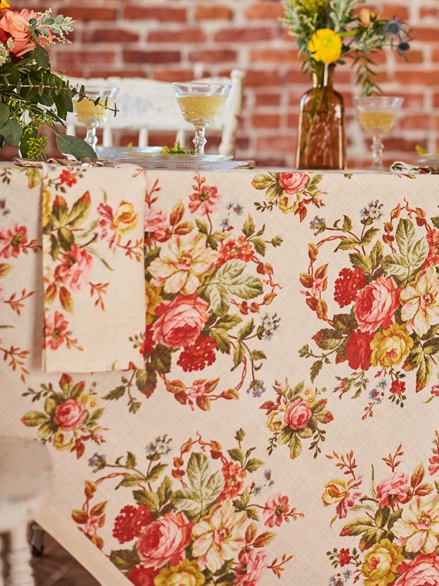 Tabletop April Cornell | April Cornell Cassandra Antique Square Tablecloth 54" X 54"