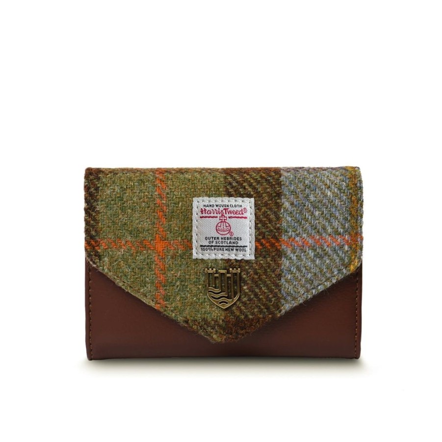 Wear Islander UK | Islander Uk Harris Tweed Chestnut & Blue Tartan Small Clasp Purse