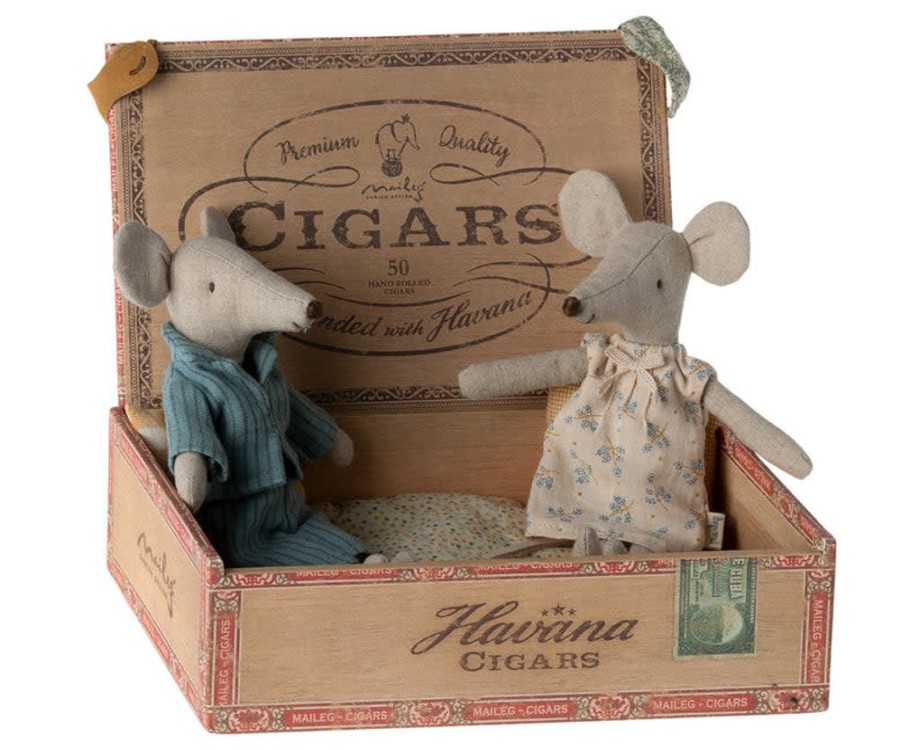 Children Maileg | Maileg Mum & Dad Mice In Cigarbox