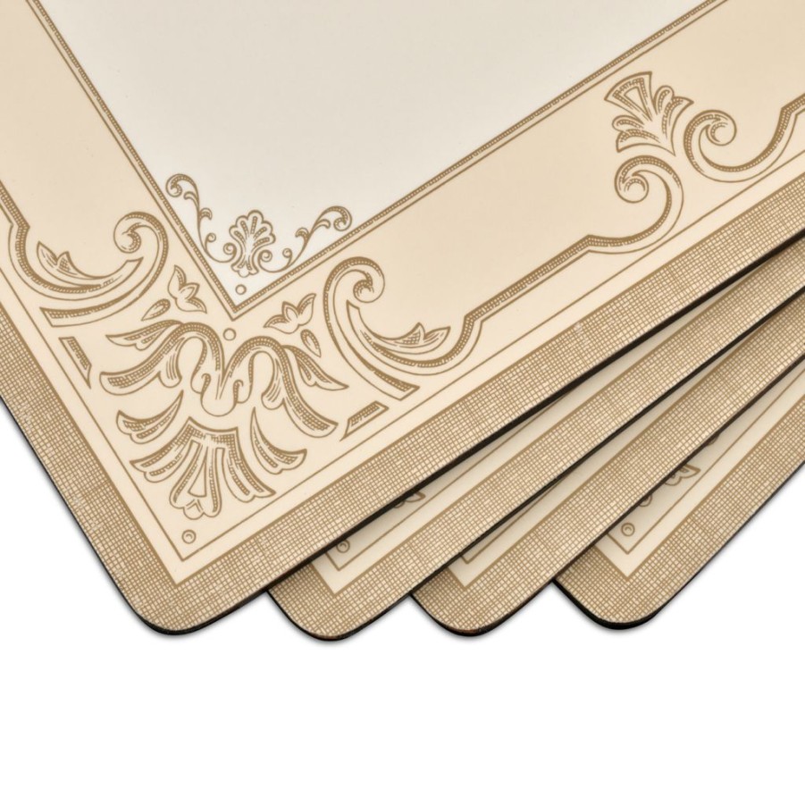 Tabletop Pimpernel | Pimpernel Fdc - Fleur De Lys Taupe & Gold Placemats