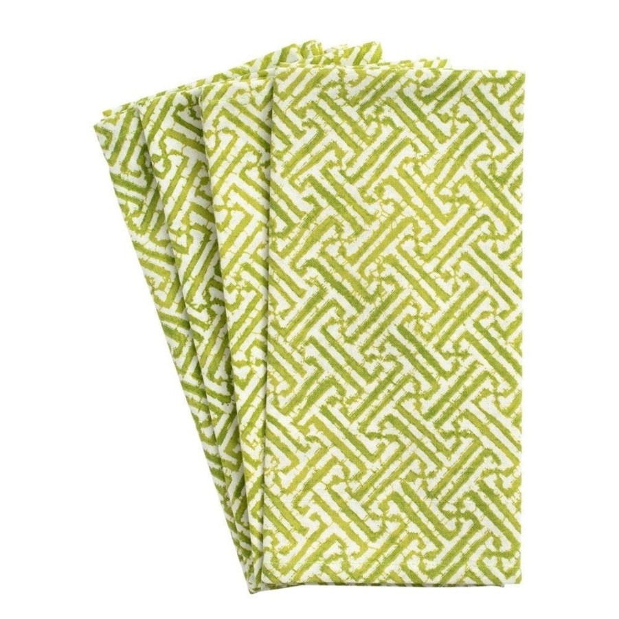 Tabletop British Isles | Caspari Fretwork Green Napkin Set