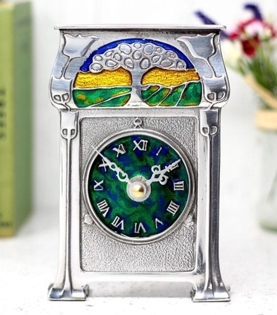 Decor British Isles Home Accents | A. E. Williams Pewter And Enamel Tree Clock