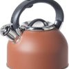 Tea Time British Isles Tea Kettles | Oggi Stainless Steel Whistling Tea Kettle 1.9L / 64Oz Brick Red