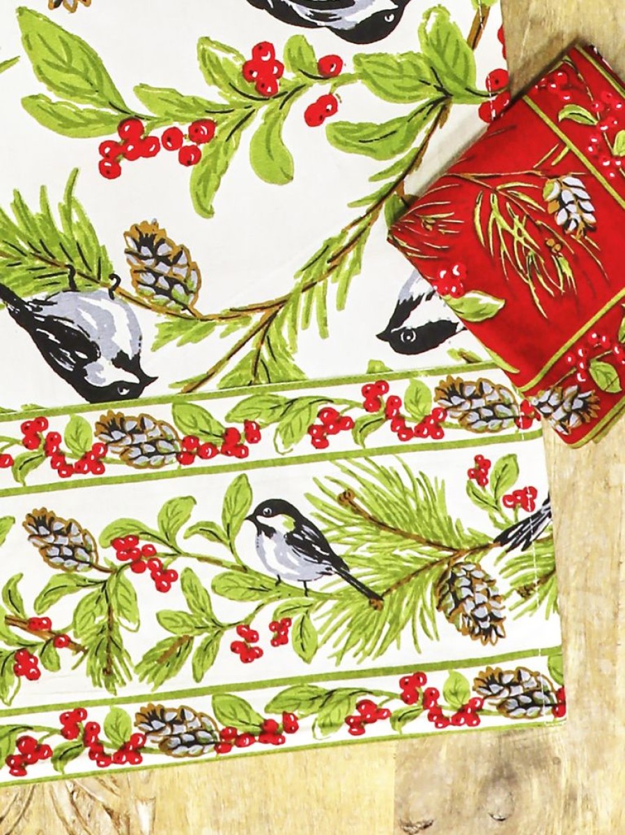 Tabletop April Cornell | April Corell Chickadee Ecru Runner, 13" X 72"