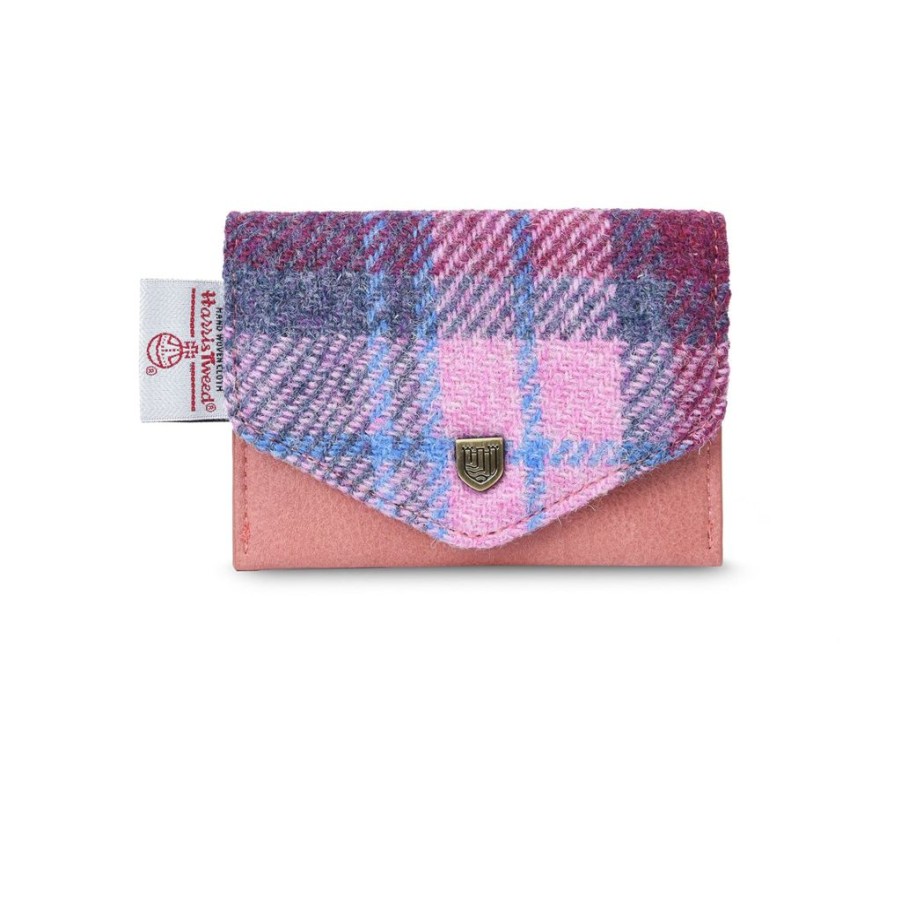 Wear Islander UK | Islander Uk Harris Tweed Pink & Blue Tartan Card Wallet