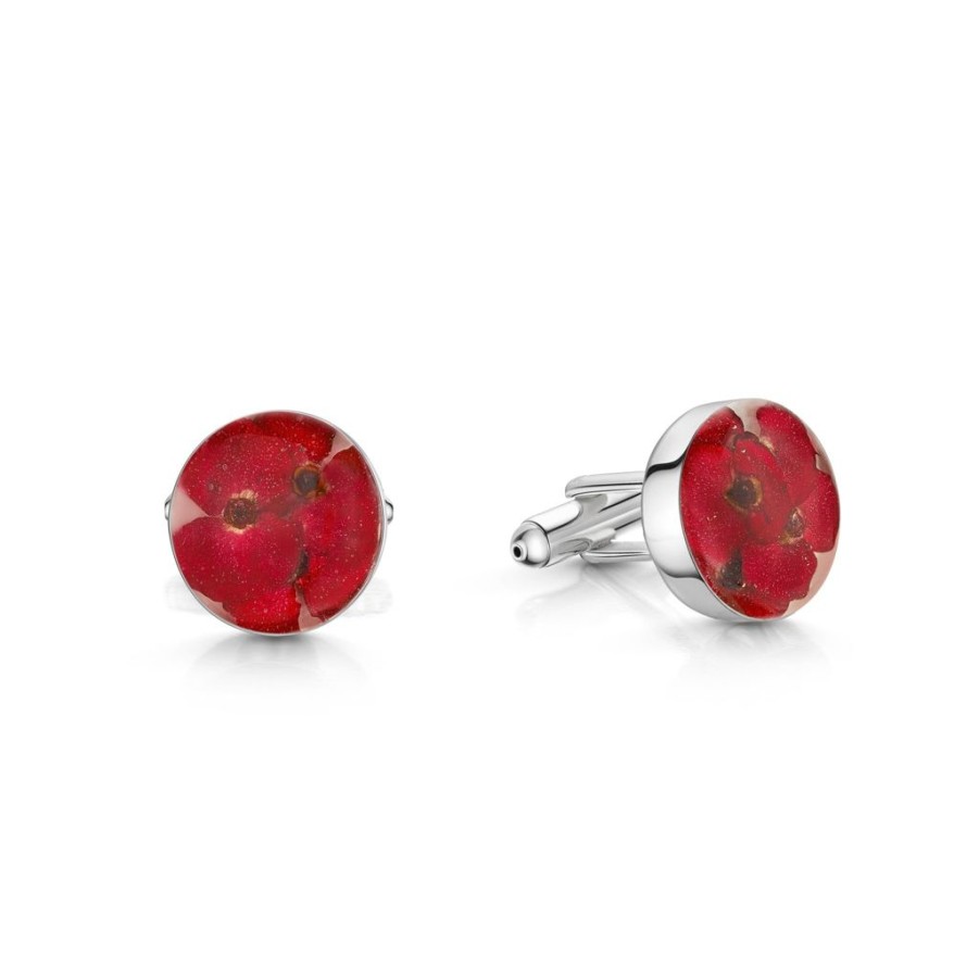 Wear Shrieking Violet | Shrieking Violet Poppy Sterling Silver Cufflinks (Pclss)