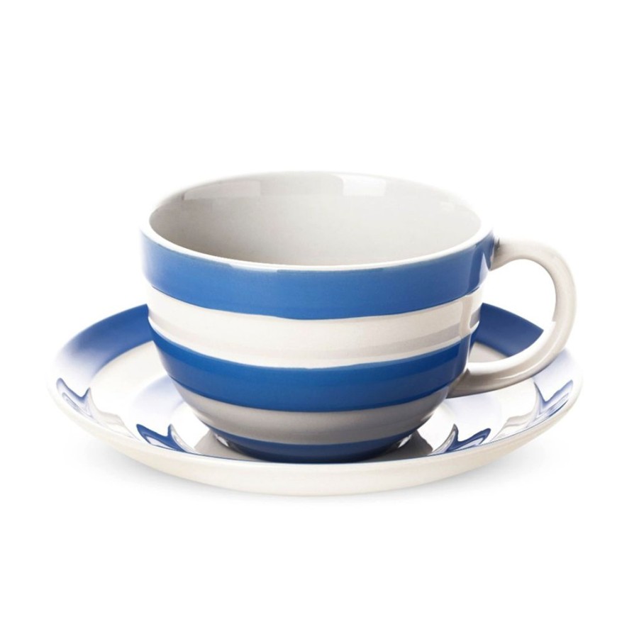 Tea Time Cornishware Teacups & Saucers | Blue Cornishware Breakfast Cup & Saucer