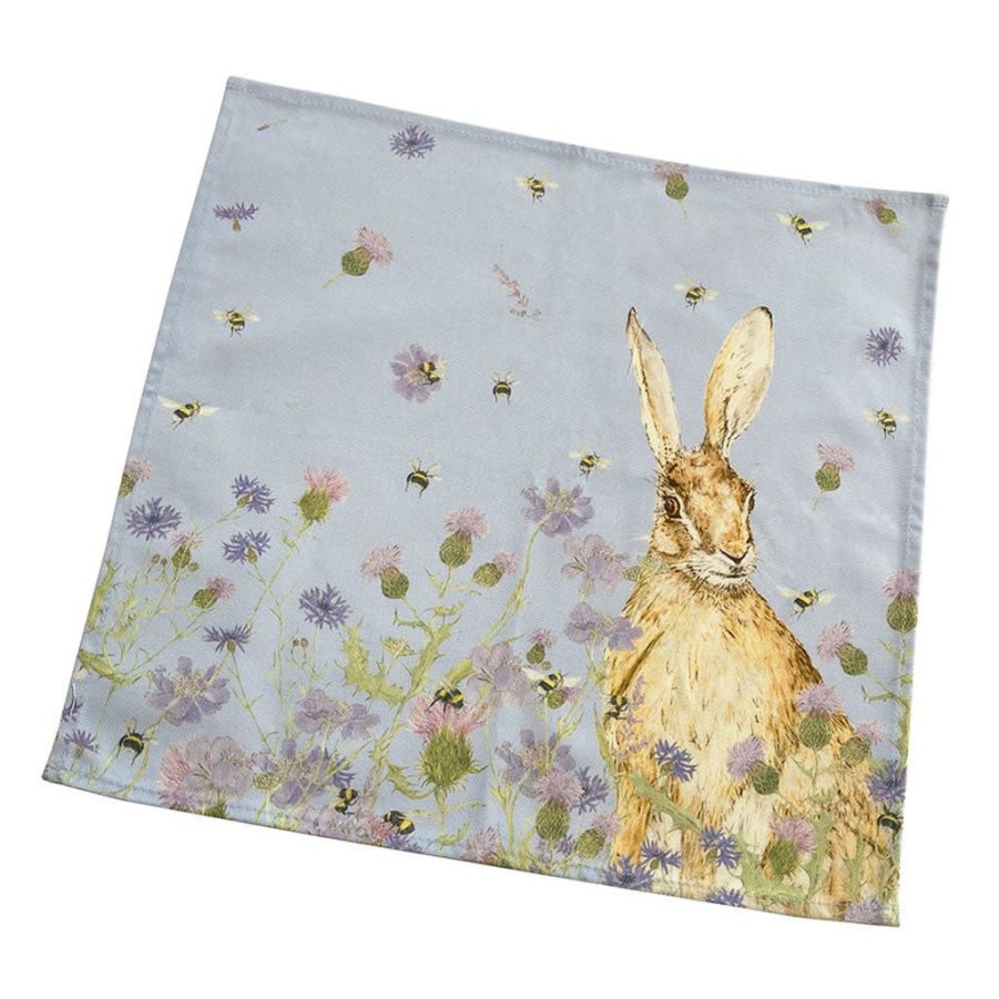 Tabletop Mosney Mill Mosney Mill | Mosney Mill Hare And Wildflower Cotton Napkins Set Of 4