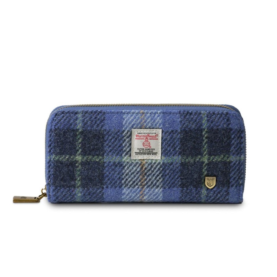 Wear Islander UK | Islander Uk Harris Tweed Blue Tartan Long Wallet Purse