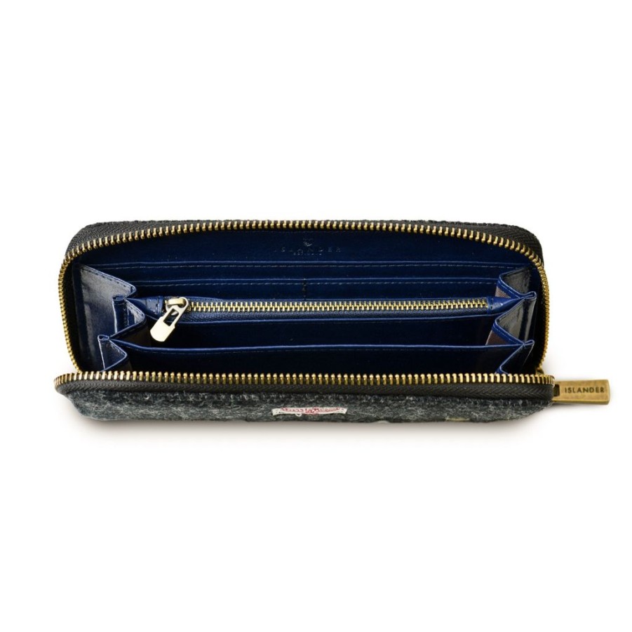 Wear Islander UK | Islander Uk Harris Tweed Blue Tartan Long Wallet Purse