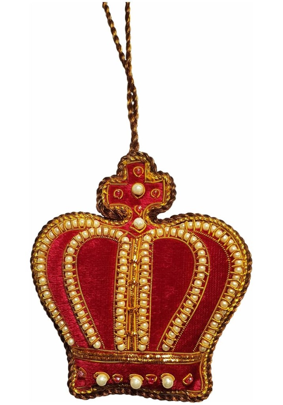 Decor St. Nicolas | St. Nicolas Classic Maroon Velvet Crown Ornament