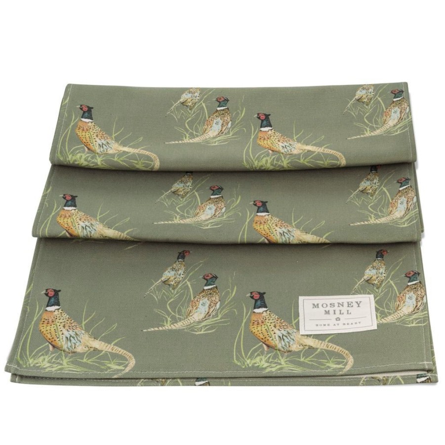 Tabletop Mosney Mill | Mosney Mill Pheasant Table Runner Sage Green