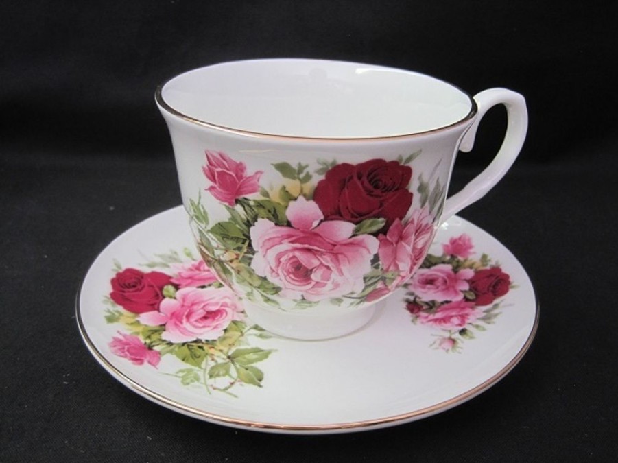 Tea Time British Isles Teacups & Saucers | Adderley Ceramics Summertime Pink Teacup And Saucer