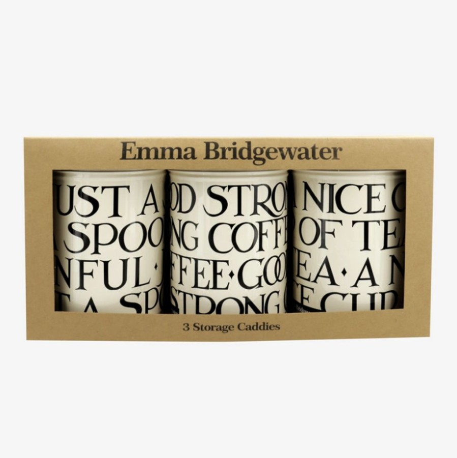 Tea Time Emma Bridgewater Tea Tins & Storage Jars | Emma Bridgewater Black Toast Round Caddies, Set Of 3