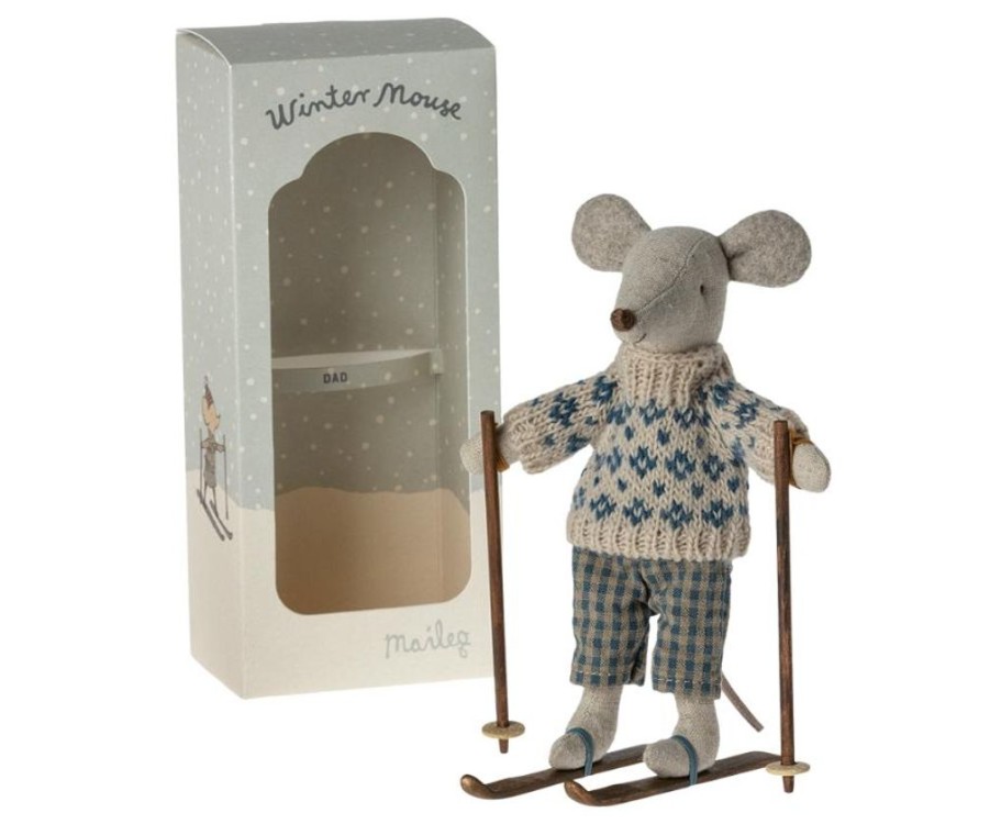 Children Maileg | Maileg Winter Mouse With Ski Set, Big Brother